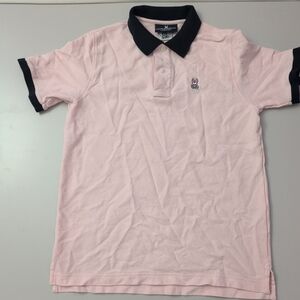 Psycho Bunny Men Jersey Pique Polo Pink and Black Shirt Casual Style Size 4